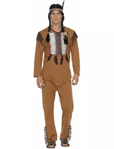Indiansk maskeraddräkt med fransar herr, Storlek: Small
