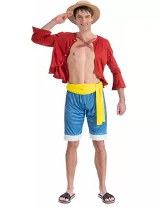 Luffy One Piece™ maskeraddräkt vuxen, Storlek: Large