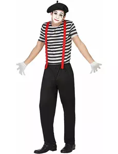 Mime-maskeraddräkt med byxor herr, Storlek: Medium/Large
