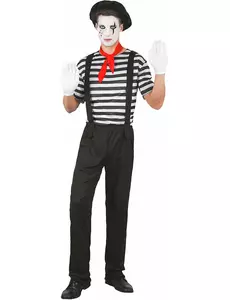 Mime-maskeraddräkt herr, Storlek: Medium