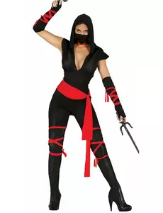 Sexig ninjamaskeraddräkt med jumpsuit dam, Storlek: Small