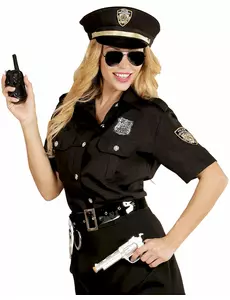 Svart polisuniform maskeraddräkt dam, Storlek: Medium