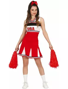 Röd cheerleader-maskeraddräkt tonåring
