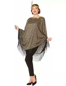 Charlestonponcho-maskeraddräkt guld dam