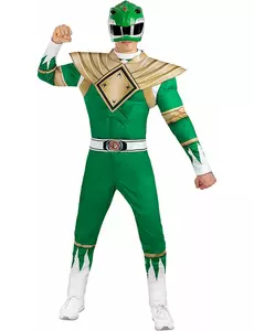 Power Ranger™ grön maskeraddräkt vuxen, Storlek: Large