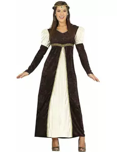 Brun medeltida prinsessmaskeraddräkt dam, Storlek: Medium (38-40)