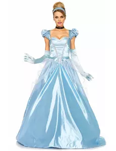 Prinsessmaskeraddräkt, blå satinklänning dam, Storlek: Small (36-38)
