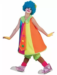 Neonfärgad clownklänning, maskeraddräkt för dam