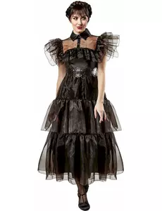 Maskeraddräkt balklänning Mercredi Addams™ dam, Storlek: Large
