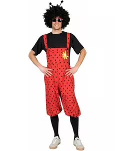 Maskeraddräkt med nyckelpigehängselbyxor och blomma för vuxen