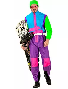 Fluorescerande snowboardåkare-maskeraddräkt vuxen, Storlek: Small