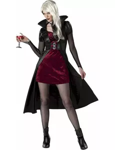 Röd vampyrmaskeraddräkt dam Halloween, Storlek: Small (38/40)