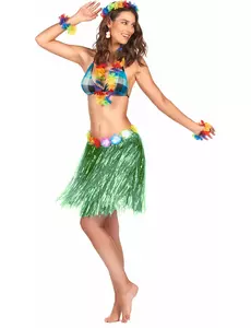 Kort grön hawaiikjol för vuxen
