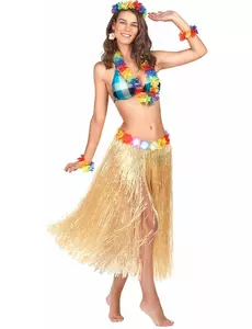Lång naturlig hawaiikjol vuxen