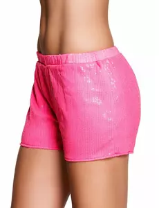 Neonrosa paljettshorts dam