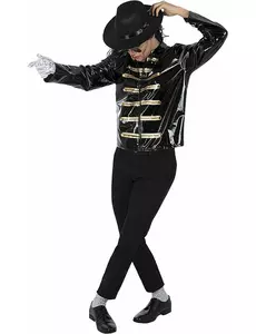 Svart jacka Michael Jackson™ vuxen, Storlek: Small/Medium