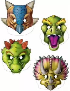 4 dinosauriemasker i kartong