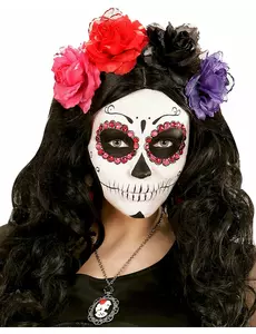 40 rosa och röda strass vuxen Dia de los muertos