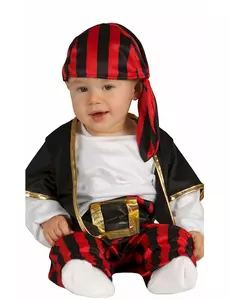 Svart och röd piratkapten-maskeraddräkt baby