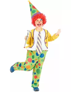 Glad clownmaskeraddräkt pojke, Storlek: 4-6 år (110-120 cm)