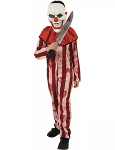 Röd- och vitrandig clownmaskeraddräkt tonåring