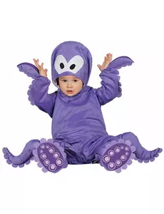 Lila bläckfiskmaskeraddräkt med huva för baby