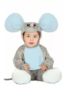 Grå musmaskeraddräkt med huva baby