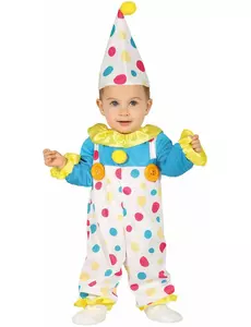 Pastellprickig clownmaskeraddräkt med jumpsuit baby, Storlek: 18-24 månader (89 - 93 cm)