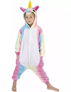 Maskeraddräkt regnbågsfärgad enhörningsdräkt barn, Storlek: 4-6 år (110 cm)