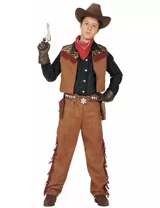 Maskeraddräktsset cowboy från vilda västern pojke, Storlek: 8-10 år (140 cm)