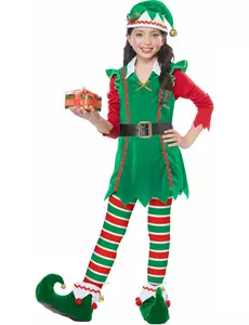 Lyxig maskeraddräkt julälva flicka, Storlek: 10-12 år (148 cm)
