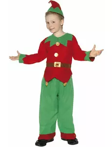 Maskeraddräkt tomteälva pojke jul, Storlek: 7-9 år (130/143 cm)