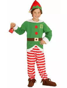 Randig tomteälvsmaskeraddräkt för barn, Storlek: 4-5 år (116 cm)