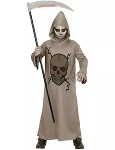 Skelettdödare maskeraddräkt barn Halloween, Storlek: 8-10 år (140 cm)