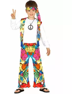 Hippiemaskeraddräkt med stora blommor för barn, Storlek: 3-4 år (95-105 cm)