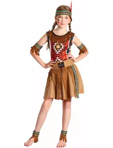 Indiansk maskeraddräkt flicka, Storlek: 3-4 år (92-104 cm)