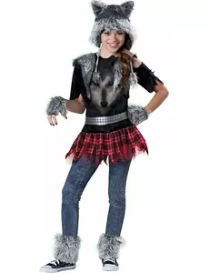 Vargmaskeraddräkt för flicka, Storlek: 12-14 år(147-155 cm)