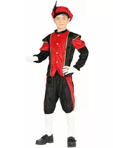 Röd och svart Père Fouettard-maskeraddräkt barn, Storlek: 5-6 år (110-115 cm)