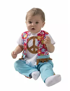Liten hippie-maskeraddräkt för baby, Storlek: 6-12 månader (67-69 cm)