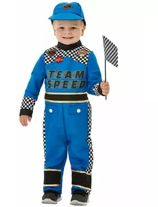 Maskeraddräkt blå racerbilförare baby, Storlek: 1-2 år (84/89 cm)