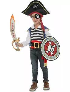 Piratmaskeraddräkt med tillbehör barn, Storlek: 3-4 år