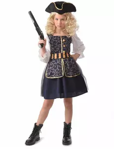 Elegant piratmaskeraddräkt flicka, Storlek: 10-12 år (130-140 cm)
