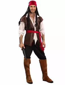 Piratmaskeraddräkt för herr, Storlek: L