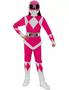 Power Ranger™-maskeraddräkt rosa barn, Storlek: 5-6 år (M)