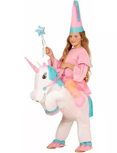Prinsessmaskeraddräkt på uppblåsbar enhörning flicka