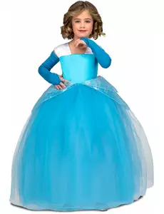 Blå balklänningsprinsessa-maskeraddräkt flicka, Storlek: 6 år (110-122 cm)
