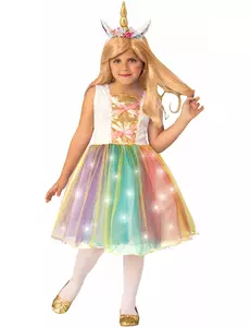 Lysande enhörningsprinsessmaskeraddräkt barn, Storlek: 3-4 år (90 till 104 cm)