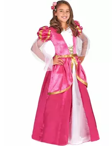 Rosa medeltida prinsessmaskeraddräkt flicka, Storlek: 3-4 år (92-104 cm)