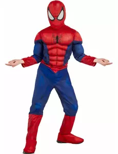 Lyxig muskulös Spiderman™-maskeraddräkt barn, Storlek: 7-8 år (122 till 128 cm)