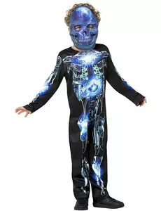 Robotisk skelettmaskeraddräkt barn, Storlek: 10-12 år (145/158 cm)